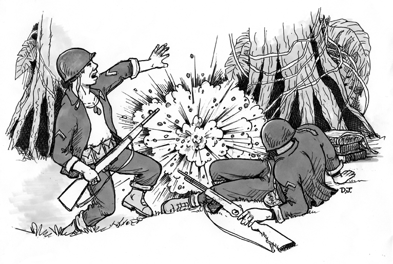 Illustration: blinded by a grenade