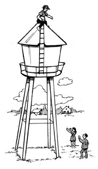 Illustration: Child on a watertower